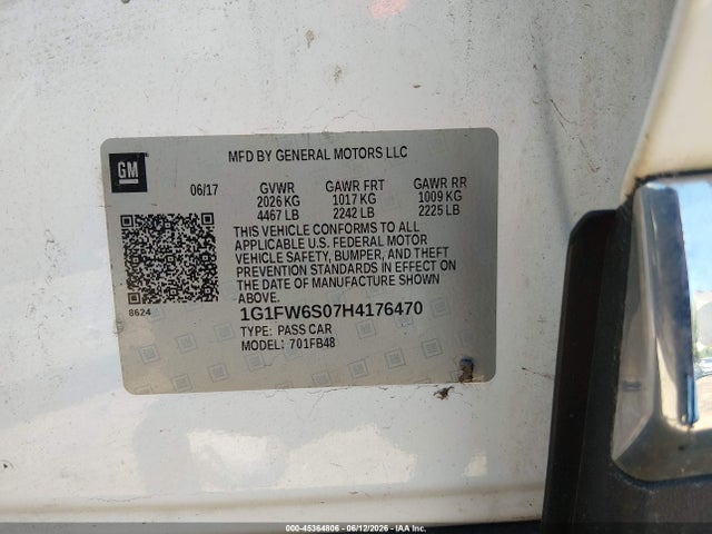 1G1FW6S07H4176470 Chevrolet BOLT EV LT