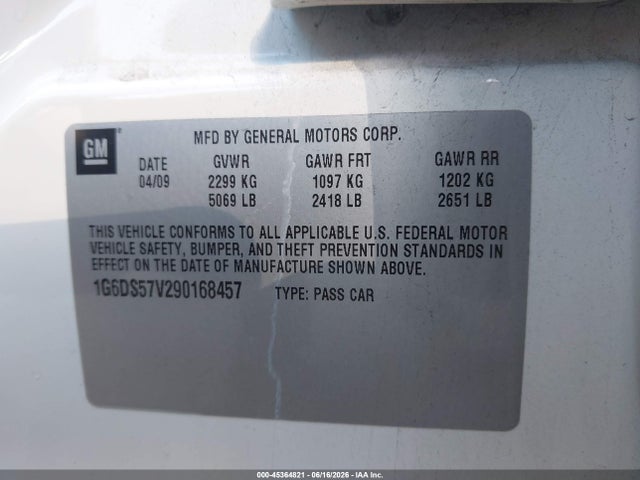 45364821 :رقم المزاد ، 1G6DS57V290168457 vin ، 2009 Cadillac Cts Standard مزاد بيع