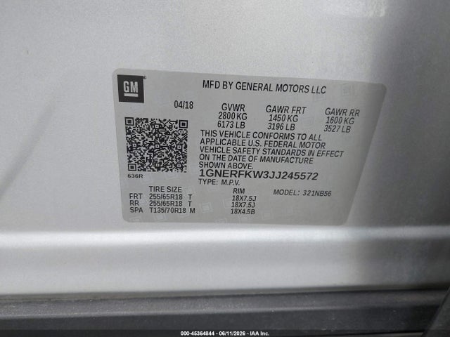 1GNERFKW3JJ245572 Chevrolet Traverse Ls