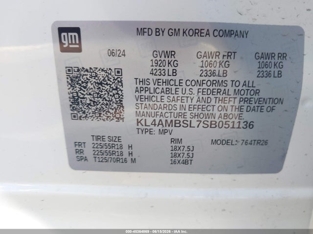 Aukcja sprzedaży 2025 Buick Encore Gx Preferred Fwd, vin: KL4AMBSL7SB051136, numer aukcji: 45364869