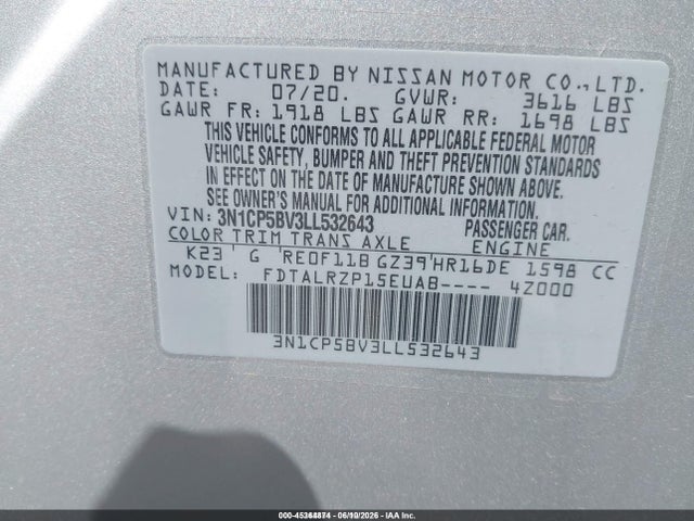3N1CP5BV3LL532643 Nissan Kicks S Xtronic Cvt