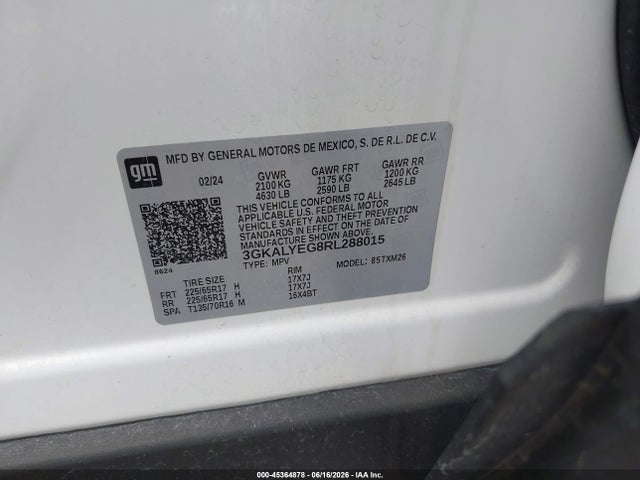 Aukcja sprzedaży 2024 Gmc Terrain Awd At4, vin: 3GKALYEG8RL288015, numer aukcji: 45364878