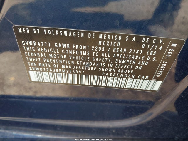 3VWD17AJ8EM263997 Volkswagen Jetta 1.8t Se
