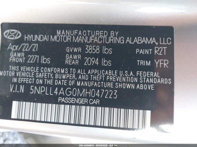Hyundai ELANTRA SE 2021 5NPLL4AG0MH047223 Image 9