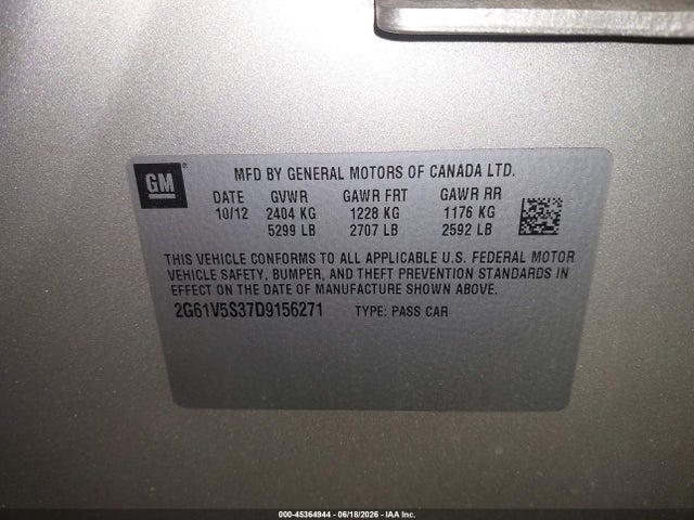 2013 Cadillac Xts Platinum მანქანა იყიდება აუქციონზე, vin: 2G61V5S37D9156271, აუქციონის ნომერი: 45364944