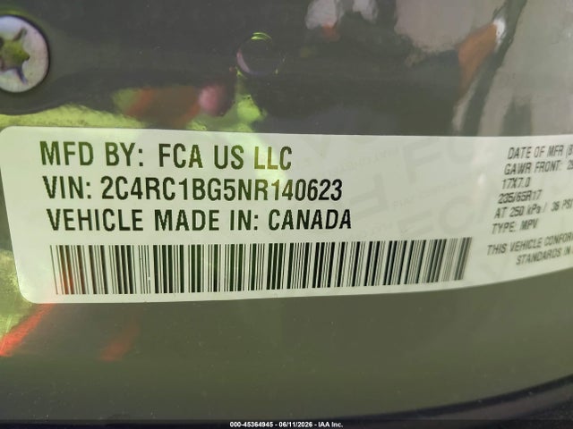 Продажа на аукционе авто 2022 Chrysler Pacifica Touring L, vin: 2C4RC1BG5NR140623, номер лота: 45364945