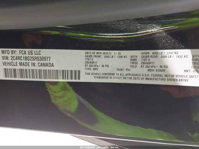 Продажа на аукционе авто 2025 Chrysler Pacifica Select, vin: 2C4RC1BG2SR530977, номер лота: 45364949