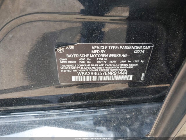 Продаж на аукціоні авто 2014 Bmw 335i Xdrive, vin: WBA3B9G57ENR91444, номер лоту: 45364954