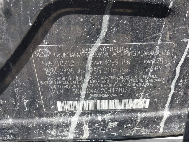 Продажа на аукционе авто 2012 Hyundai Sonata Limited, vin: 5NPEC4AC2CH471877, номер лота: 45365009