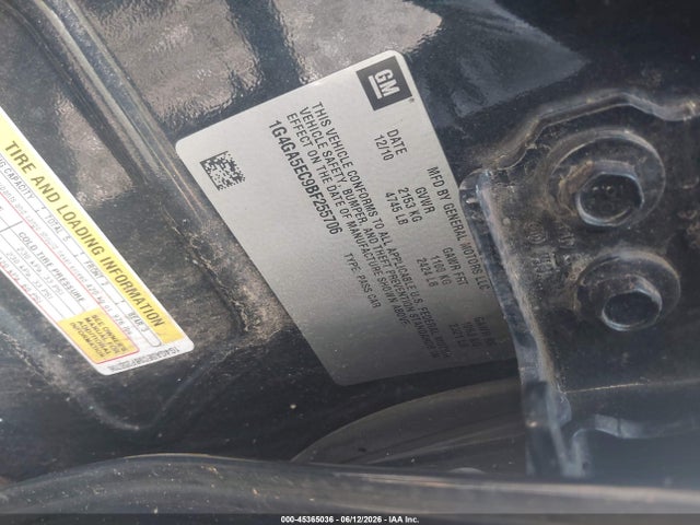 45365036 :رقم المزاد ، 1G4GA5EC9BF255706 vin ، 2011 Buick Lacrosse Cx مزاد بيع