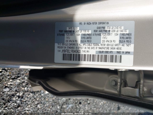Aukcja sprzedaży 2024 Mazda Cx-5 2.5 S Preferred, vin: JM3KFBCL1R0443433, numer aukcji: 45365050