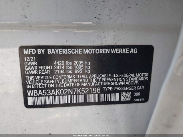 Продажа на аукционе авто 2022 Bmw 228 Gran Coupe I Sdrive, vin: WBA53AK02N7K52196, номер лота: 45365165