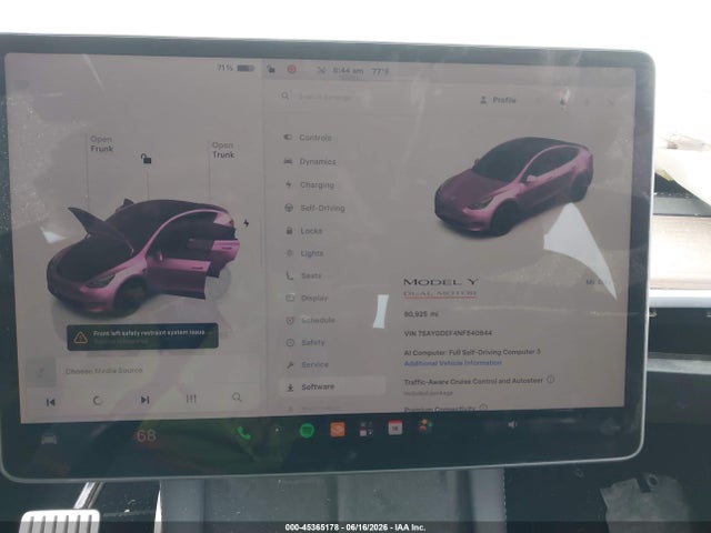45365178 :رقم المزاد ، 7SAYGDEF4NF540644 vin ، 2022 Tesla Model Y Performance Dual Motor All-wheel Drive مزاد بيع
