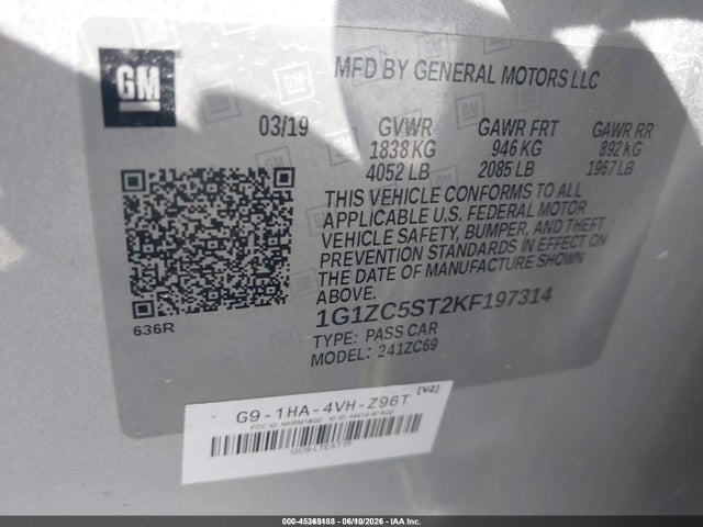 Chevrolet Malibu 1fl 2019 1G1ZC5ST2KF197314 Image 9