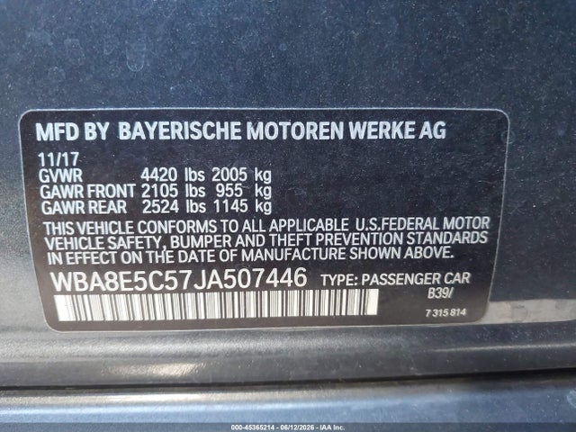 WBA8E5C57JA507446 BMW 328D