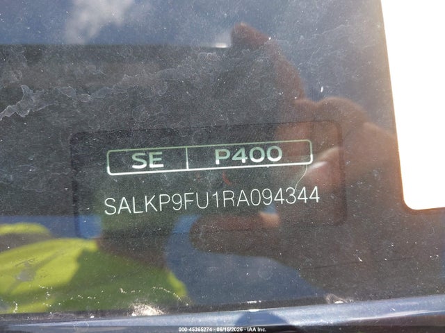 45365274 :رقم المزاد ، SALKP9FU1RA094344 vin ، 2024 Land Rover Range Rover P400 Se مزاد بيع