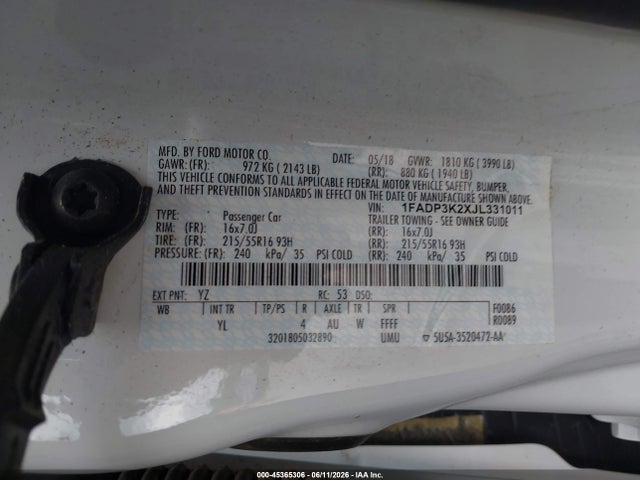 Ford FOCUS SE 2018 1FADP3K2XJL331011 Image 9