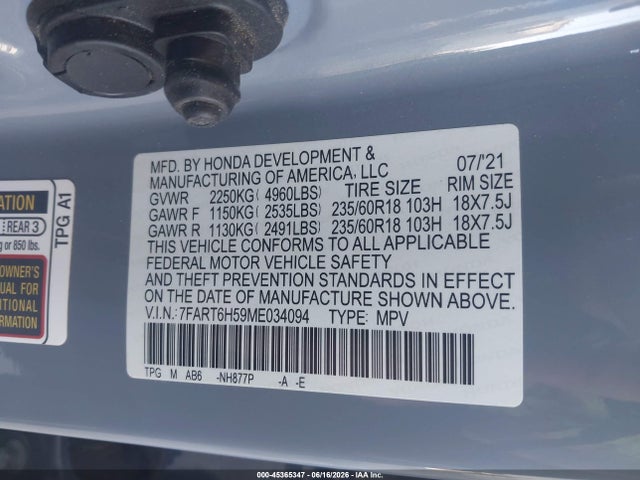 7FART6H59ME034094 Honda Cr-v Hybrid Ex