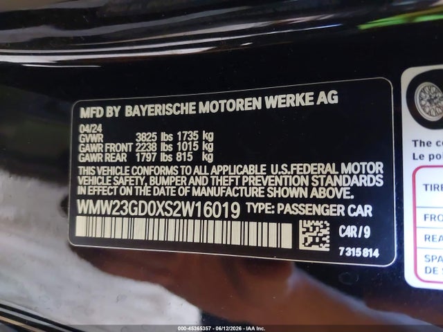 Продажа на аукционе авто 2025 Mini Hardtop Cooper S, vin: WMW23GD0XS2W16019, номер лота: 45365357