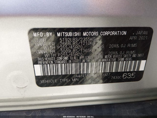 Продажа на аукционе авто 2022 Mitsubishi Outlander Es 2.5 S-awc, vin: JA4J4TA84NZ013927, номер лота: 45365384