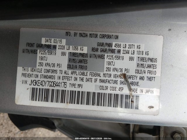 Aukcja sprzedaży 2016 Mazda Cx-5 Grand Touring, vin: JM3KE4DY7G0644176, numer aukcji: 45365410
