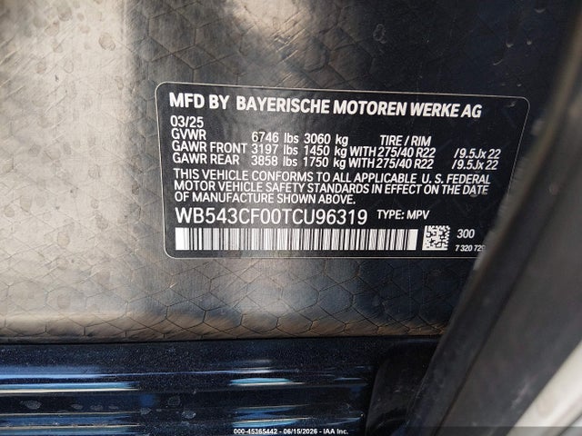 WB543CF00TCU96319 BMW Ix Xdrive45