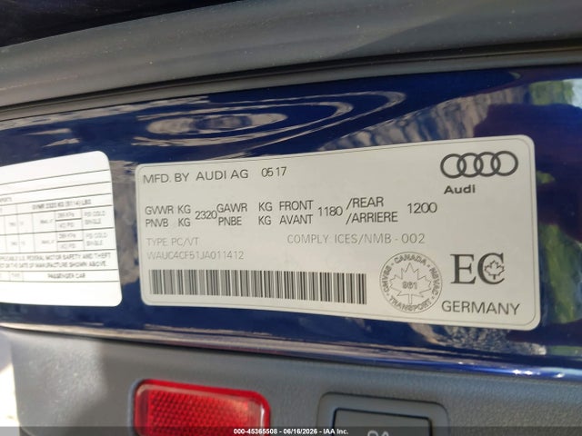 45365508 :رقم المزاد ، WAUC4CF51JA011412 vin ، 2018 Audi S5 3.0t Premium Plus مزاد بيع
