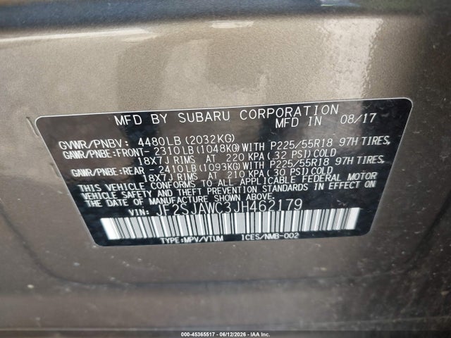 Aukcja sprzedaży 2018 Subaru Forester 2.5i Touring, vin: JF2SJAWC3JH462179, numer aukcji: 45365517