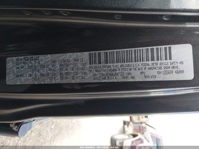 Продажа на аукционе авто 2019 Jeep Wrangler Unlimited Sport S 4x4, vin: 1C4HJXDN6KW547157, номер лота: 45365522