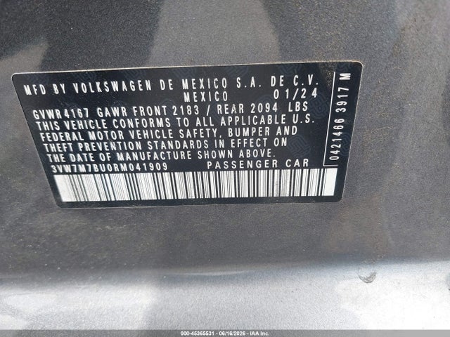 2024 Volkswagen Jetta 1.5t Se მანქანა იყიდება აუქციონზე, vin: 3VW7M7BU0RM041909, აუქციონის ნომერი: 45365531