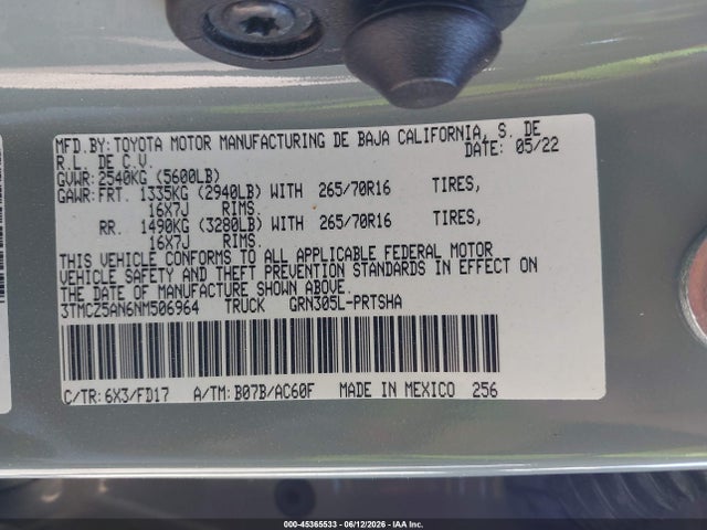 3TMCZ5AN6NM506964 Toyota Tacoma Trd Off Road