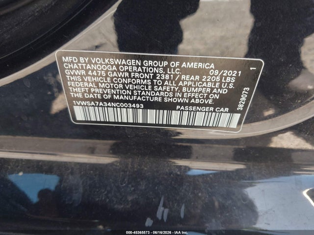 Volkswagen Passat 2.0t Se 2022 1VWSA7A34NC003493 Image 9