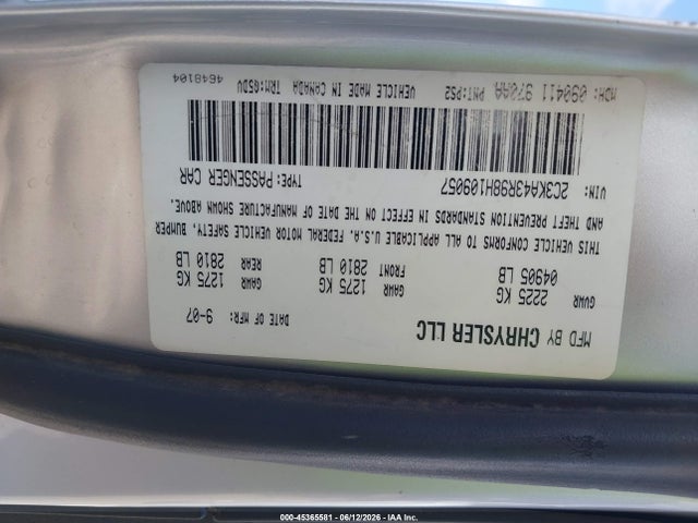 45365581 :رقم المزاد ، 2C3KA43R98H109057 vin ، 2008 Chrysler 300 Lx مزاد بيع