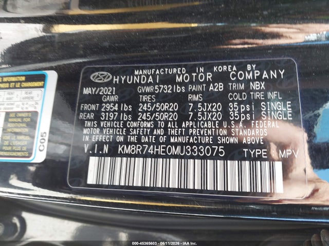 Hyundai Palisade Calligraphy 2021 KM8R74HE0MU333075 Image 9
