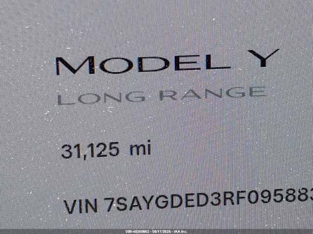 7SAYGDED3RF095883 Tesla Model Y Long Range Single Motor Rear-wheel Drive/rwd