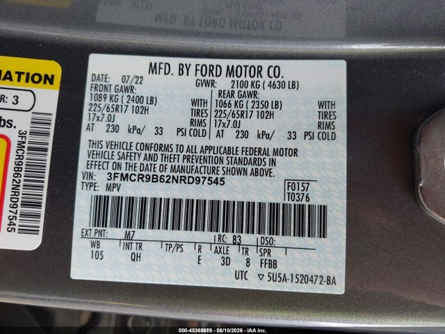 Ford Bronco Sport Big Bend 2022 3FMCR9B62NRD97545 Image 9