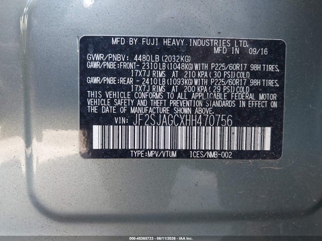 Subaru Forester 2.5i Premium 2017 JF2SJAGCXHH470756 Image 9