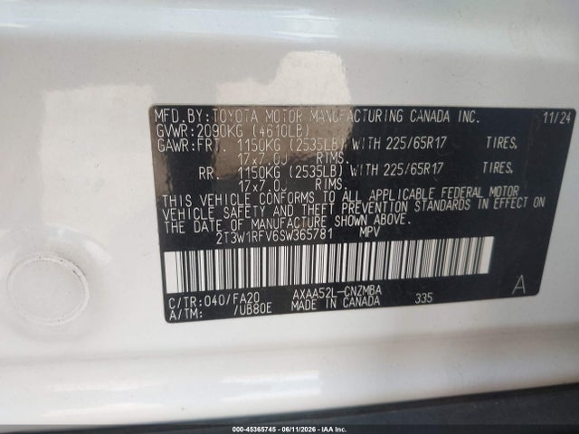 Toyota Rav4 Xle 2025 2T3W1RFV6SW365781 Image 9