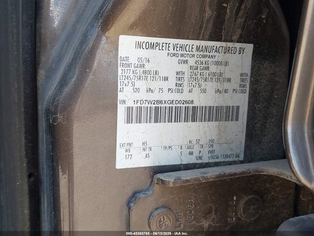 Ford F-250 Xl 2016 1FD7W2B6XGED02608 Image 9