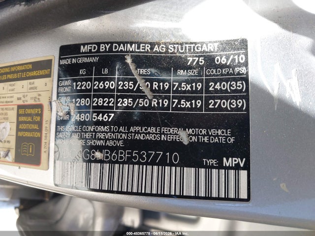 Aukcja sprzedaży 2011 Mercedes-benz Glk 350 4matic, vin: WDCGG8HB6BF537710, numer aukcji: 45365778