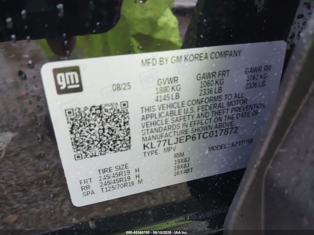 KL77LJEP6TC017872 Chevrolet Trax Fwd 2rs