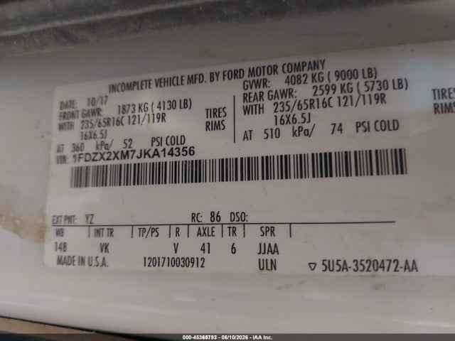 Ford Transit-350 Xl 2018 1FDZX2XM7JKA14356 Image 9