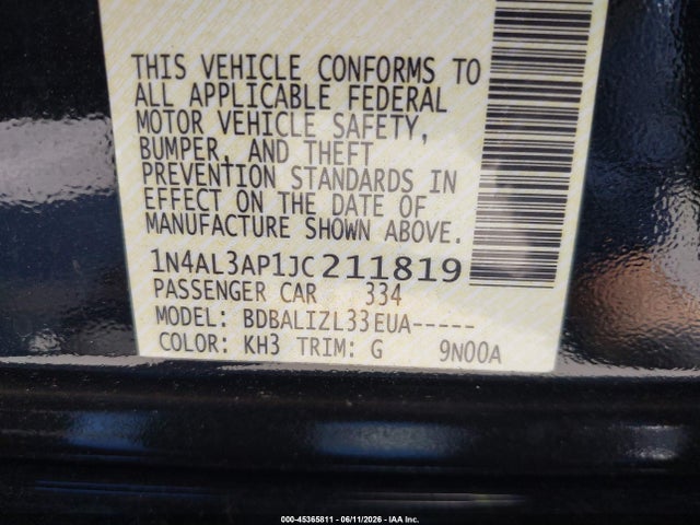 Nissan Altima 2.5 Sv 2018 1N4AL3AP1JC211819 Image 9