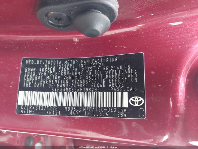 Aukcja sprzedaży 2024 Toyota Corolla Se, vin: 5YFS4MCE3RP198295, numer aukcji: 45365822