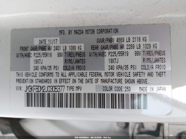 Mazda Cx-5 Grand Touring 2018 JM3KFBDM2J0305377 Image 9