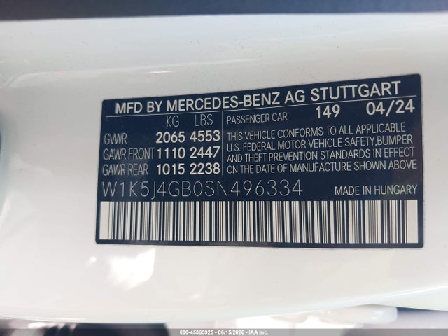 W1K5J4GB0SN496334 Mercedes-Benz Cla 250 Coupe