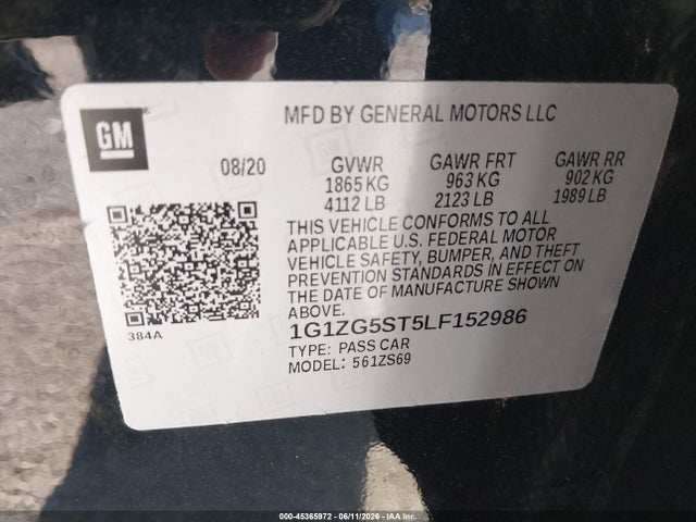 1G1ZG5ST5LF152986 Chevrolet Malibu Fwd Rs