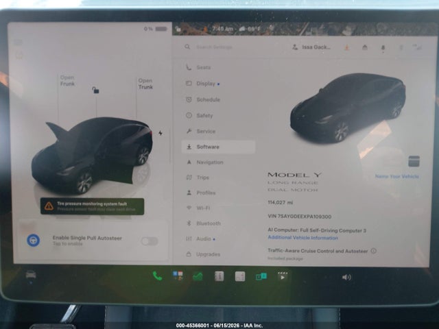 2023 Tesla Model Y Awd/long Range Dual Motor All-wheel Drive მანქანა იყიდება აუქციონზე, vin: 7SAYGDEEXPA109300, აუქციონის ნომერი: 45366001