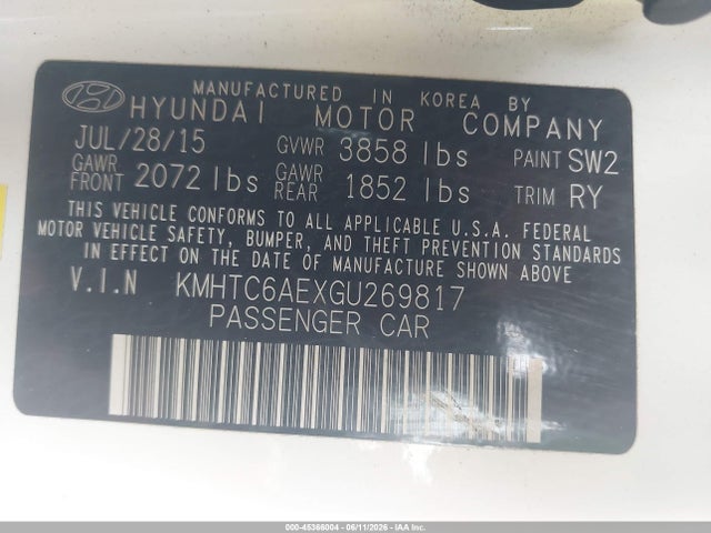 Hyundai Veloster Turbo 2016 KMHTC6AEXGU269817 Image 9