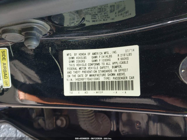1HGCR6F77EA010845 Honda Accord Hybrid Touring